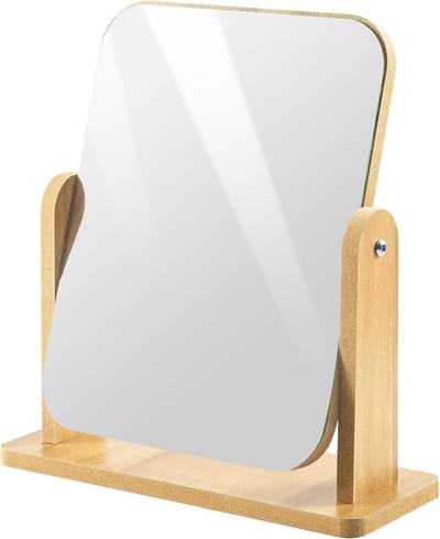 Make-upspiegel - Houten Tafelspiegel - 360 Graden Draaibaar - Hoogwaardige Reflectie - Voor Kaptafel of Badkamer