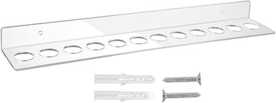Kamhouder Wandmontage - Organizer Kappersgereedschap - Salon Organisatie - 12 Ruime Sleuven - 39 x 6.5 x 3 cm - Transparant