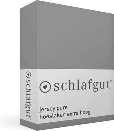 schlafgut Jersey Pure hoeslaken extra hoog - Eenpersoons S - 90x190 - 100x220 128 Grey Mid