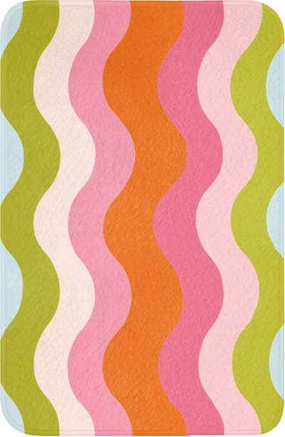 WC mat 40x60 cm - Antislip - Banen - Golven - Kleurrijk - Verticaal - Toiletmat - Vloermat - Douchemat - Toilet tapijt - Toiletmatten