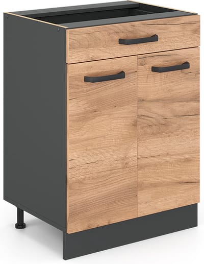 Vicco R-Line Keukenkast met lade – 60 cm, AP Antraciet Krachtige eik goud
