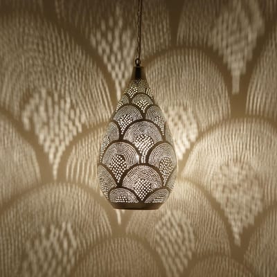 Hanglamp – pendellamp – echt verzilverd messing – voor woonkamer, eetkamer en slaapkamer
