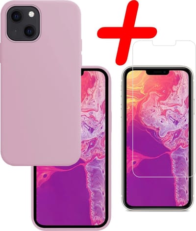 Hoesje Met Screenprotector - Geschikt voor Apple iPhone 13 Mini - Sterk & Shockproof - Back Cover - Siliconen Case - Telefoon Hoes - Lila