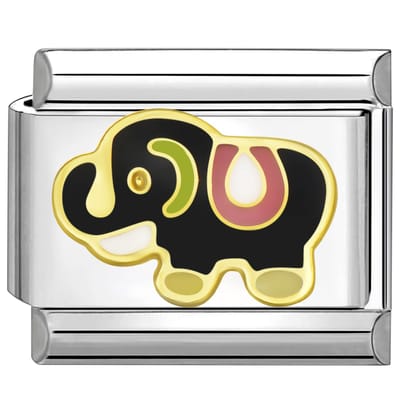 Quiges - Schakel - Bedel - 9mm - charms - Olifant - Geschikt voor - armband - Schakelarmband - italy bedels armband