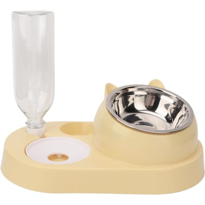 Huisdieren Water- en Voerbak Set Automatische Waterdispenser Fles Gekantelde Roestvrijstalen Kom Huisdier Voerbak white