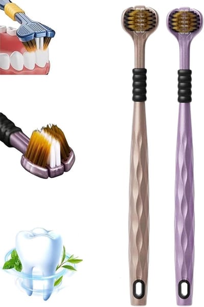 Driezijdige Tandenborstel - 360 Graden Borstel - Dagelijkse Mondhygiëne - Compact Reisformaat - 24x6x2 cm - Meerdere Kleuren