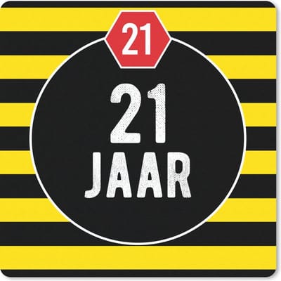 Muismat 20x20 cm - Mousepad Feest - 21 jaar - Decoratie - Muismatten