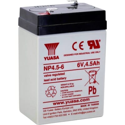 Yuasa Loodaccu 6.0 V 4500 Loodvlies (AGM) (b x h x d) 47 x 106 x 70 mm Kabelschoen 4.8 mm