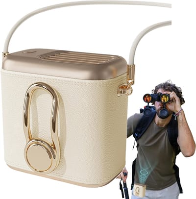Ventilatorkoeler - bureau nekventilator, 8,4 x 6,0 cm draagbare kleine ventilator, oplaadbare batterij, draagbare koeling met 3 snelheden voor wandelen, kamperen, reizen
