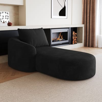 OKWISH Hoekbank Met Linkse Ligzijde - Direct Uitvouwbaar Zonder Montage - Voor Woonkamer Of Slaapkamer - Stof - Zwart