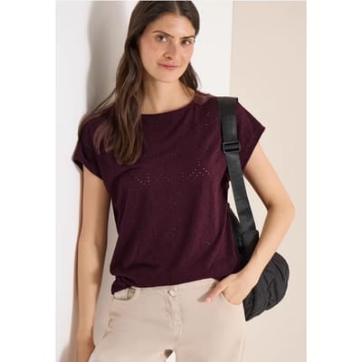 Shirt met boothals in ajour look