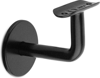 Zwarte trapleuninghouder Model C – Hol zadel – Blinde bevestiging (incl. bevestigingsmateriaal)
