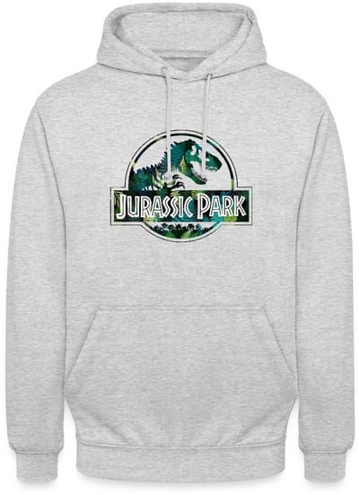 Jurassic Park Logo Met T-Rex Bladeren Ontwerp Hoodie Unisex