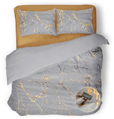 Eleganzzz Dekbedovertrek Strike of Gold - Soft White - Dekbedovertrek 200x200/220cm - Micropercal -Tweepersoons - Dekbedovertrekken - Abstract Dekbedovertrek
