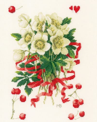Borduurpakket Helleborus met bessen - Marjolein Bastin (Lanarte)