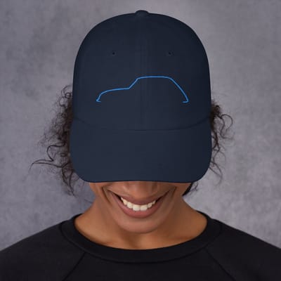 De2pktjes - Premium Chino Pet – Silhouette Collectie: Citroën Dyane Lijnkunst - Navy