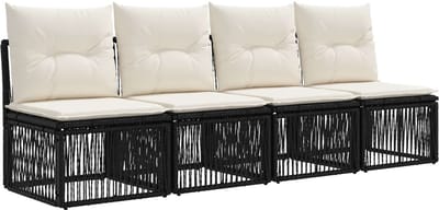 vidaXL - 4-zits - bank - 4 - st - 4-Aantal - zitplaatsen - Zwart - poly - rattan