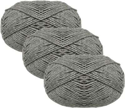 3 Eenheden Wol - 100g, 120 Meter, Acrylwol, Grijs 319, Haken en Breien