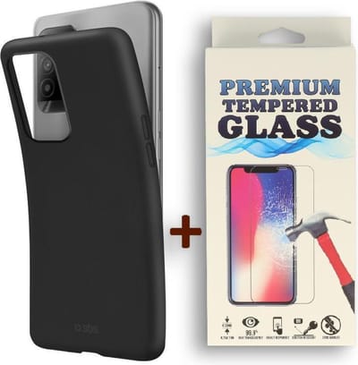 HB Hoesje Geschikt voor Oppo A16 & A16S Zwart & Glazen Screenprotector - Siliconen Back Cover