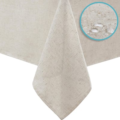 Tafelkleden - tafelkleed - Tafelzeil Linnenlook Beige - Tijdloos & stijlvol tafelkleed in natuurlijke linnenlook - 350 x 145 cm waterafstotend - Tafeltextiel - kreukvrij en geschikt voor 12 tot 14 personen - binnen én buiten