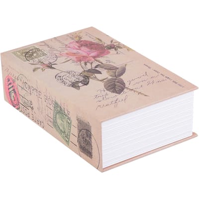 Creatieve Boek Kluis Doos Geld Sieraden Collectie Opbergkoffer met Combinatieslot(Roos) beige