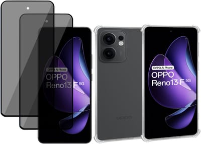 ChiGuard Hoesje & 2x Privacy Screenprotector geschikt voor OPPO Reno 13 F / FS – Gehard Glas Cover + Shock Proof Case - Transparant