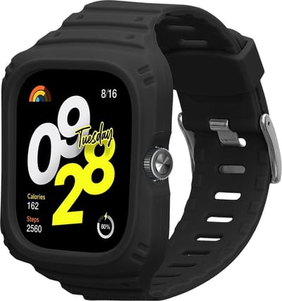 kwmobile smartwatch bandje en bumper van silicone - geschikt voor Xiaomi Redmi Watch 4 - in zwart - Optimale bescherming