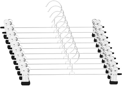 longziming -10 Stuks - Clip-On Kledinghanger - Metalen Broekhanger - Antislip Clip - Draaibare Haak - Geschikt voor Broeken, Rokken en Jurken