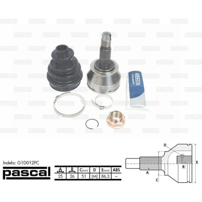 Homokineet reparatie set, aandrijfas PASCAL G1D012PC