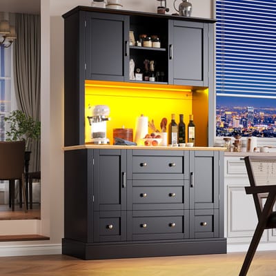 PHOEBE CAT Dressoir - LED-verlichting - 4 deuren - 5 laden - Anti-kantelbeveiliging - Zwart