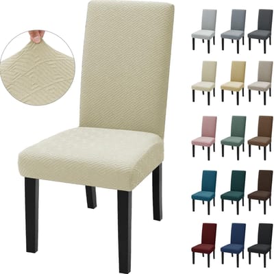 Stoelhoes, Elastische Moderne Eetkamerstoelhoes, Verlengbare Stoelhoes, Voor Decoratieve Eetkamerstoelhoezen, Hotel, Licht Beige