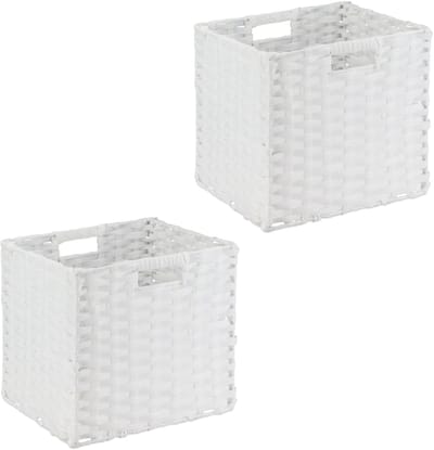 opbergmand badkamer - set van 2 - 31x32x30 cm - speelgoed - kunststof - wit