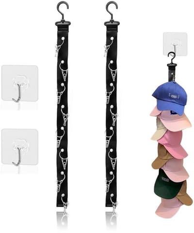 NTHProducts - Hood Holder - Cap Organizer - 8 Clips - Zwart - Hoedhouder