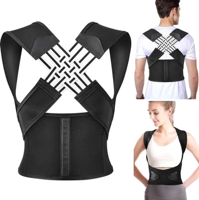 Houdingscorrector, unisex houdingstrainer, verstelbare rugcorrector, ademende schouderbanden en rugsteun, geschikt voor rug, nek en schouders - Maat L [90-120 lbs]