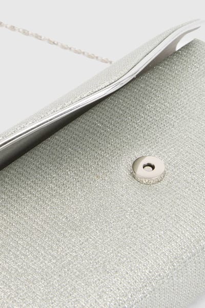 boohoo Dames Grote Zilveren Glitter Envelop Clutch Tas