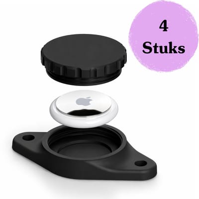 Set van 4 AirTag Houders voor Fiets en Motor – Anti-Diefstal GPS Tracker Houder – Waterbestendige AirTag Case – Bevestiging met Schroeven of Kabelbinders – Geschikt voor Apple AirTag – Zwart