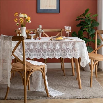 Tafelloper Kant - Tafelkleed Decoratie - Feestelijke Tafel - Vintage Bloemenpatroon - 3 Stuks 40x140cm - Beige