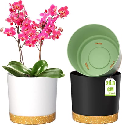 Unyqoos® Stijlvolle Zelfbewaterende Bloempotten Set van 3 met Afvoergaten en Onderzetters in Diverse Kleuren