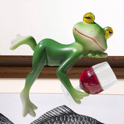 Decoratieve Kikkerfiguren van Hars voor Mini Vijvers en Bloempotten met Mini Wijnglas voor Tuin en Raamdecoratie