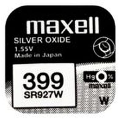MAXELL 399 / SR927W zilveroxide knoopcel horlogebatterij 2 (twee) stuks