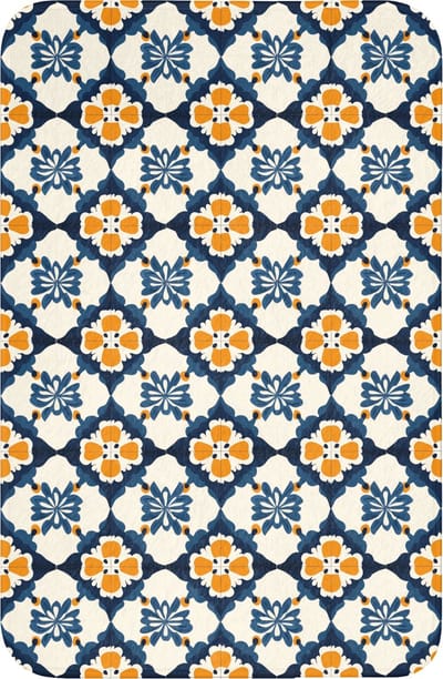 WC mat 40x60 cm - Antislip - Klassiek - Geometrisch - Blauw - Toiletmat - Vloermat - Douchemat - Toilet tapijt - Toiletmatten