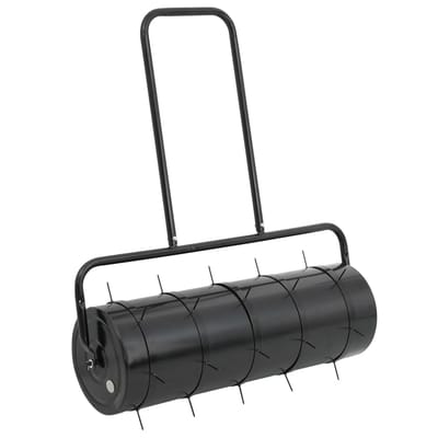 vidaXL - Gazonroller - trekbaar - met - beluchtingsklemmen - 63 - L - ijzer - en - staal - zwart