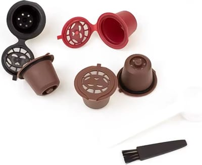 Hervulbare Cups – 6 Stuks – Zwart – Herbruikbare Capsules voor Gemalen Koffie - Geschikt voor Nespresso machines - D3.1