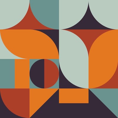 Abstracte Geometrische Wanddecoratie met Oranje en Blauw - Vinyl Behang voor Slaapkamer en Woonkamer, Boho Stijl, 44.5cm x
