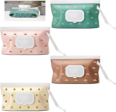 Herbruikbare Wipes Dispenser voor Baby's - 4 Stuks, Ideaal voor Uitjes, Camping en Wandelen, Handige Wipes Tas voor Onderweg