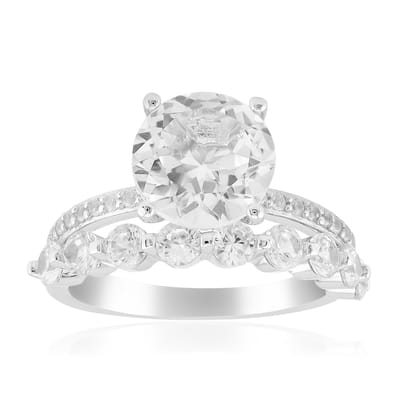 Cavill - Zilveren ring met 2,871 ct witte topaas en 1,531 ct zirkonia - 925 sterling zilver - Rhodium laag - Elegante ronde topaasring