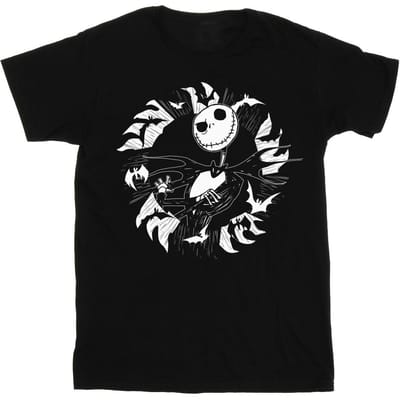 Disney Jongens Nightmare Before Christmas Jack Bat Circle T-Shirt (Zwart)