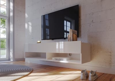 Meubel Square - TV meubel Nivo - Hoogglans Wit - 140cm - Hangend TV Kast