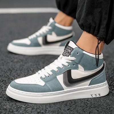 Crlaydk Lente Nieuwe Hoge Sneakers Wandelen Sport Tennis Ademende Schoenen Vetersluiting Comfortabel Schoeisel Enkel Basket Homme 44 gray