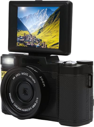 JGS Premium - Digitale Vlogcamera met 3 inch Flip LCD-scherm - Full HD 2.7K 48 MP - Camcorder met 800 mAh batterij - Voor bruiloften en verjaardagscadeau